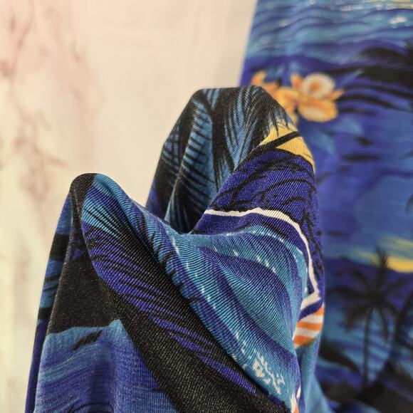 Vintage Hawaiian Dress Womens Medium Blue Midi Maxi Floral Tank 90s Tiki - Picture 9 of 11